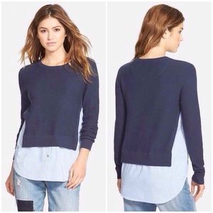 Treasure & Bond Blue Shirttail Layered Sweater